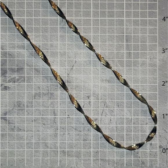 Vintage 2000 Gold Vermeil KC .925 Sterling Silver 20" Herringbone Necklace Italy - Picture 3 of 5